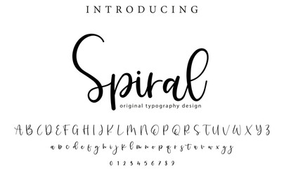 Spiral Font Stylish brush painted an uppercase vector letters, alphabet, typeface