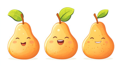 cute cartoon character fruit pear against white background.ai generative