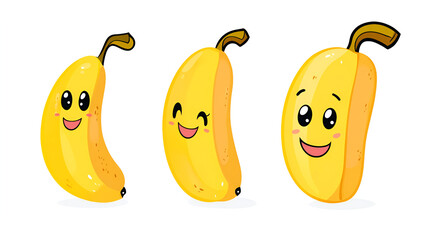 cute cartoon character funny banana against white background.ai generative