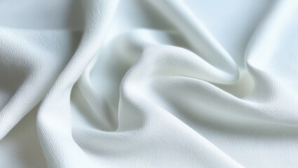 Obraz premium Soft white fabric texture, delicate creases and folds, gentle highlights and shadows, silky smooth surface, minimalist composition, macro photography, high-resolution detail, subtle gradient, pure whi