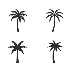 Naklejka premium Palm Tree Silhouettes Set - Black and White Minimalist Palm Icons.