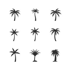Palm Tree Silhouettes Set - Black and White Minimalist Palm Icons.