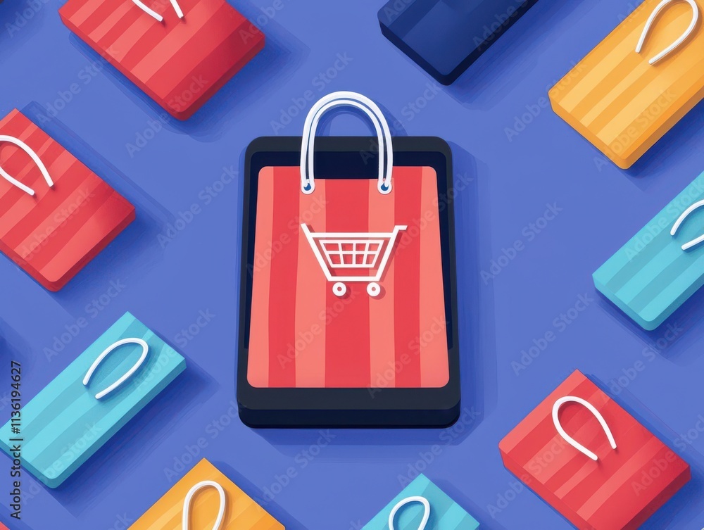 Poster digital transformation concept. an e-commerce platform adopting ai-powered recommendation engines fo