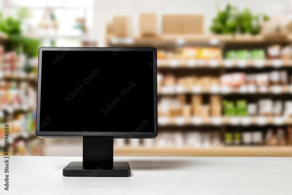 Poster digital transformation concept. a retail store adopting automated checkout systems and personalized 