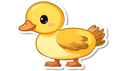 cute cartoon baby duck on white background.ai generative