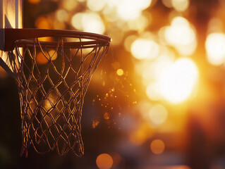 Korbnetz im Sonnenuntergang: Sport und Leidenschaft im Freien

