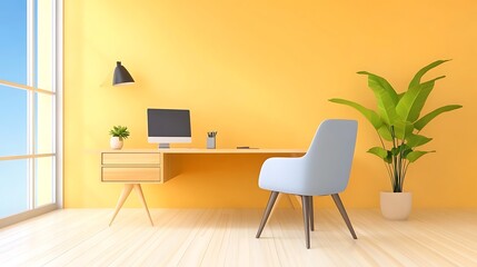 Elegant Minimalistic Home Office Setup with Plants