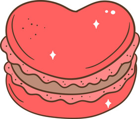 Valentine's Day Sweet Treats, Macaron. Vector Illustration