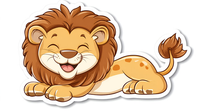 cute baby lion cartoon sticker.ai generative