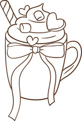 Valentine's Day Sweet Treats, Drinks. Vector Illustration