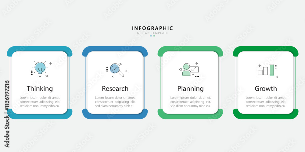 Poster timeline infographic template. 4 step timeline journey, calendar flat simple infographics design tem
