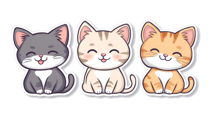 set of cute baby cats sticker.ai generative