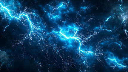 A blue sky with lightning bolts in the sky