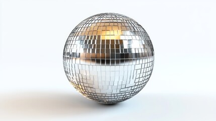 Fototapeta premium A gleaming silver sphere topped with a mirror, reflecting light and surroundings in a captivating manner.