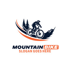 Mountain bike club vector logo, cycling logo design adventure