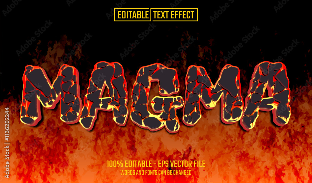 Wall mural magma editable text effect