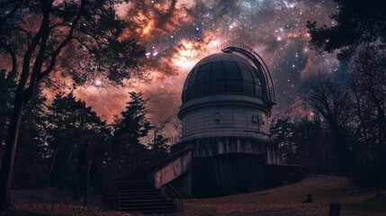 Obraz premium Observatory Dome Underneath a Starry Night Sky