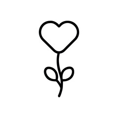 Heart shaped flower icon design. logo, line art, isolated on white background. vector illustration