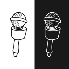 Microphone doodle flat black hand drawing and vector illustration