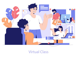 Edtech. Flat Vector Illustration
