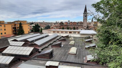 Verona, Italy, 10.05.2024, view from above on the roofs of houses