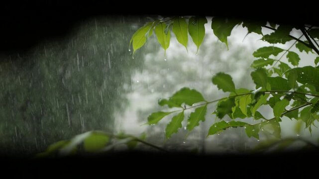 leaves in the rain