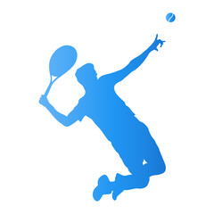 Tennis Ball Player Silhouette in Gradient Color. Vector Illustration