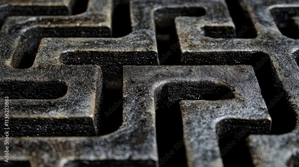 Aufkleber abstract pattern of textured black surface with maze-like shapes