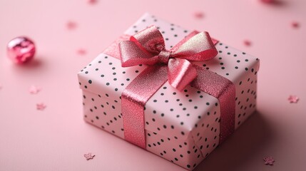 Gift box with ribbon tied, suitable for birthday, anniversary, celebration, holiday, gift giving, thank you, special occasions.