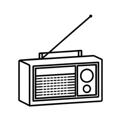 a black and white line drawing of an old-fashioned radio