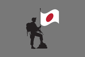 Japan soldier with flag, Japan flag vector graphic, Japan country flag is a symbol of freedom, National Japan flag, vector illustration
