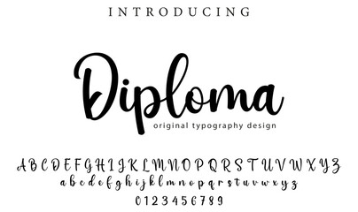 Diploma Font Stylish brush painted an uppercase vector letters, alphabet, typeface
