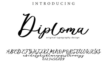 Diploma Font Stylish brush painted an uppercase vector letters, alphabet, typeface