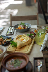 Georgian cuisine on the restaurant's set table