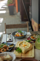 Georgian cuisine on the restaurant's set table