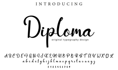 Diploma Font Stylish brush painted an uppercase vector letters, alphabet, typeface