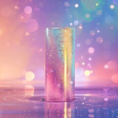 Refreshing Beverage Splash with Ice, Drinks, Refreshing cocktail splash in vibrant colors against a beautiful sunset backdrop.