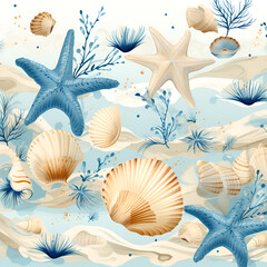 seamless pattern with seashells