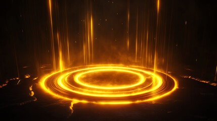 Fototapeta premium A vibrant, glowing circle of light emanating cosmic energy and warmth.