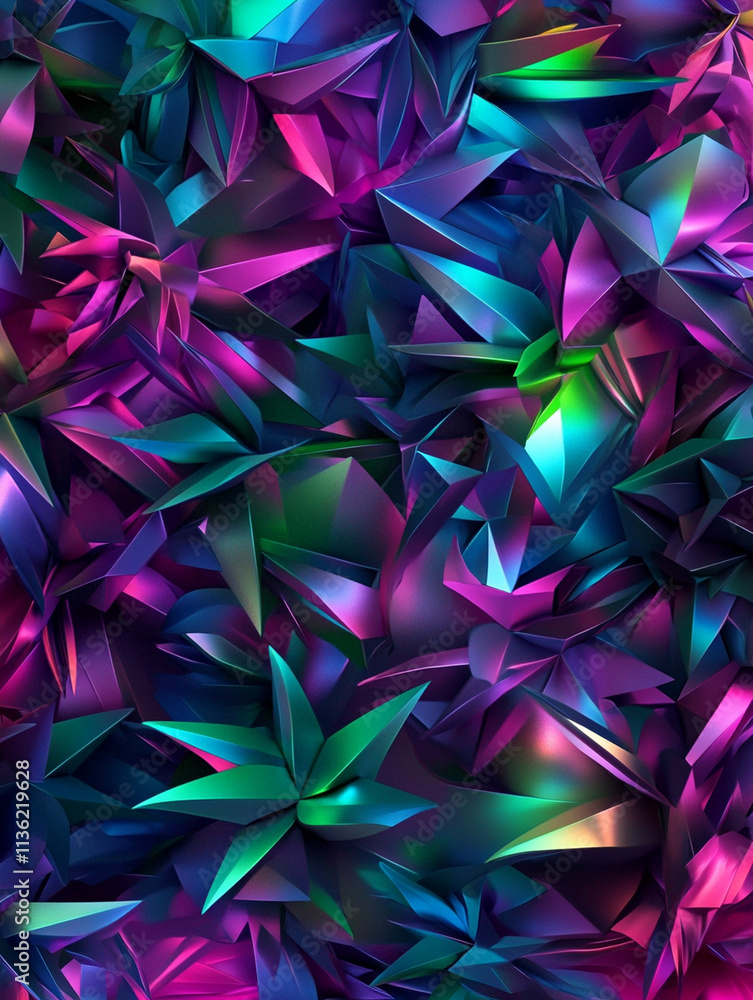 Aufkleber vibrant abstract geometric background with multicolored shapes and dynamic light effects creating a 