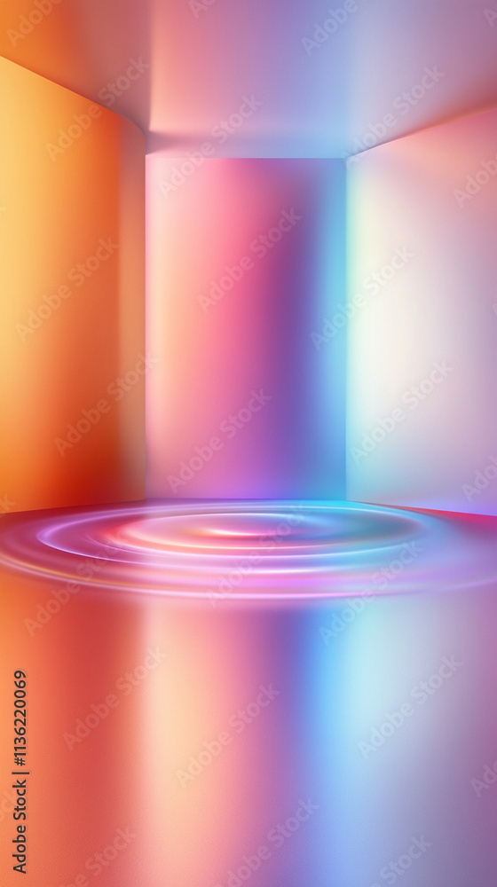 Poster abstract illustration of light flowing on a soft light background, creating a smooth and calming vis
