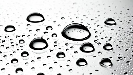 water droplets, condensation, macro photography, high contrast, black and white, surface tension, spherical reflections, abstract patterns, close-up, textured background, moisture, clarity, minimalist