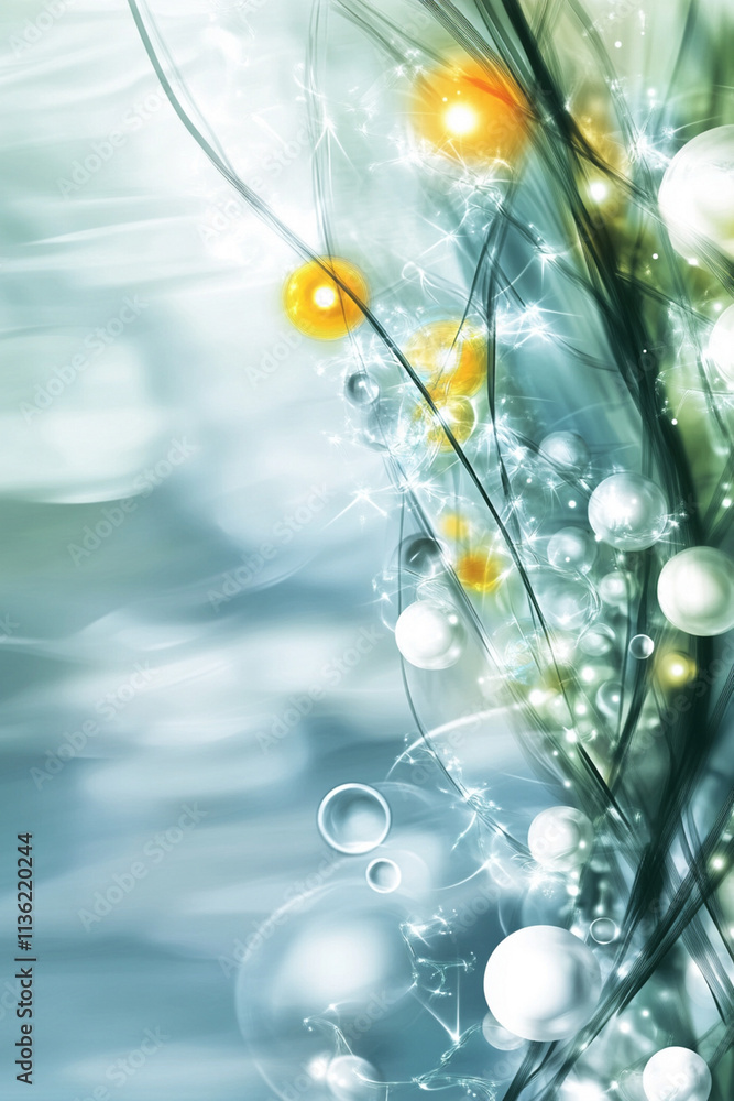 Poster abstract illustration of light flowing on a soft light background, creating a smooth and calming vis