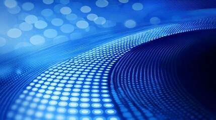 Fototapeta premium Abstract blue wave background with glowing dots.