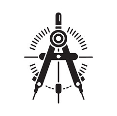 Drafting Compass silhouette vector illustration