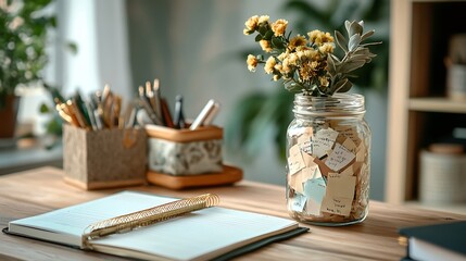 A Beautifully Arranged Gratitude Jar Filled With Notes Ai Generative High Quality Image