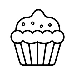 chocolate cupcake icon, chocolate day line art, chocolate icon - simple black line art icon of chocolate cupcake, for chocolate day celebrations. chocolate vector art.