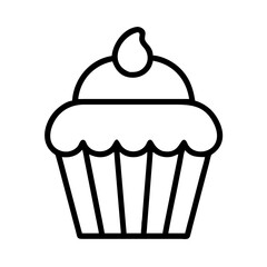 chocolate cupcake icon, chocolate day line art, chocolate icon - simple black line art icon of chocolate cupcake, for chocolate day celebrations. chocolate vector art.