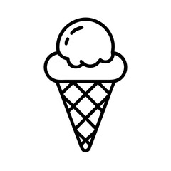 chocolate ice cream cone icon, chocolate day line art, chocolate icon - simple black line art icon of chocolate ice cream cone, for chocolate day celebrations. chocolate vector art.