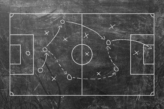Soccer tactics on chalkboard background